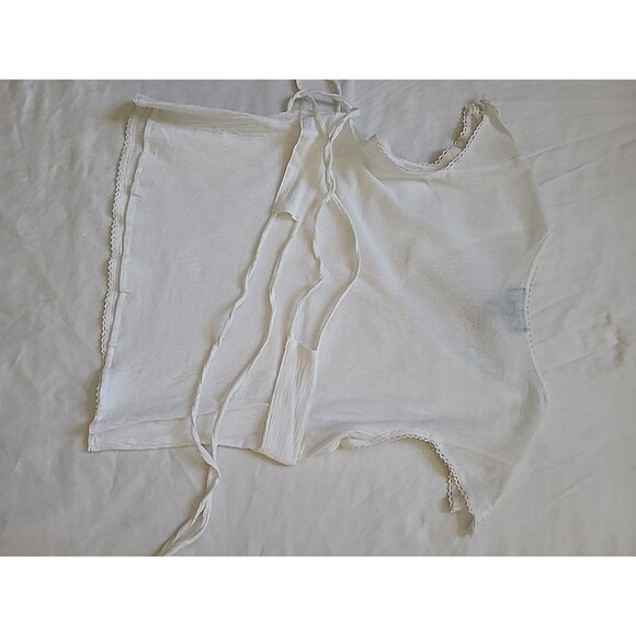 Mystique Aura Ladies Top-Size PL-white-Short Sleeves Gauze Summer Ties - Picture 7 of 7